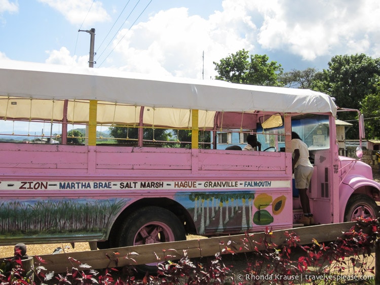 Old school bus at a Papaya Farm in Jamaica.