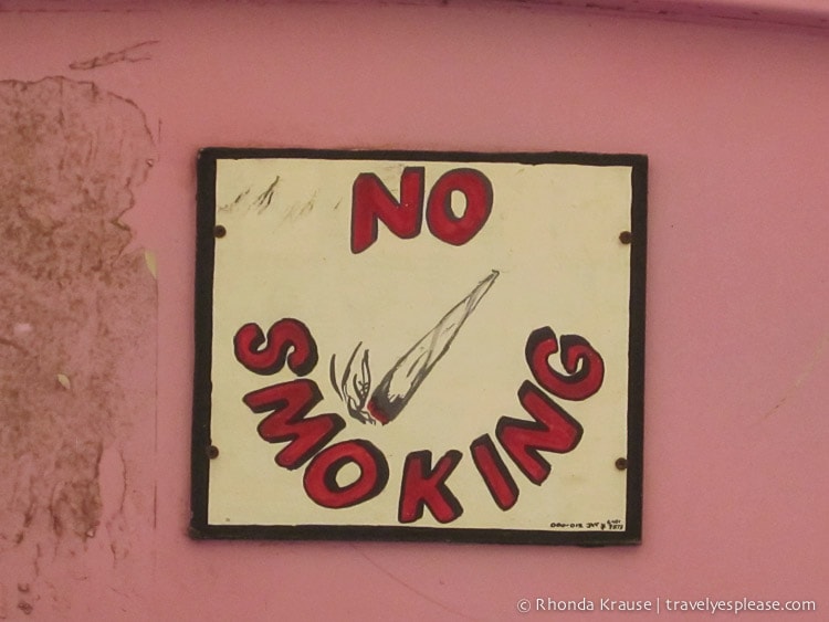 No smoking sign on the bus.