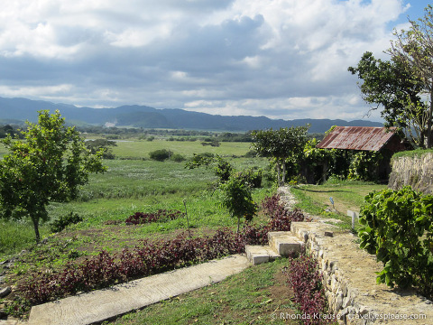 Fields and hills surrounding the farm.
