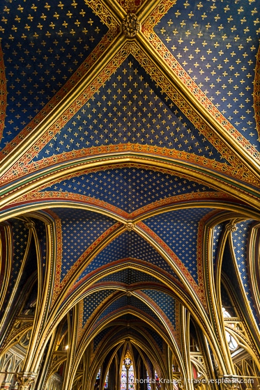 Fleurs-de-lis on the ceiling of Sainte-Chapelle's lower chapel.