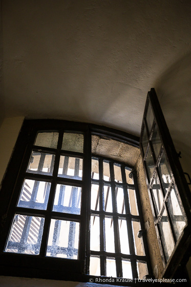 Gated prison window in the Conciergerie.