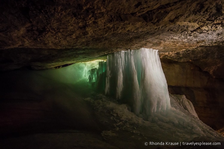 Ice touching the ceiling of the Dachstein Ice Cave.