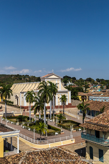 Elevated view of Trinidad's Plaza Mayor.