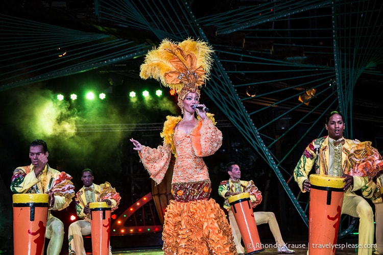 Singer and drummers at the Tropicana Havana show.