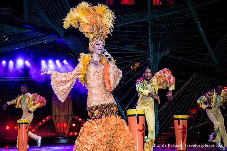 Singer and drummers in the Tropicana Havana show.