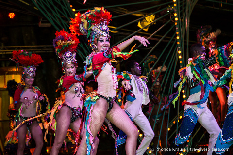 Dancers in feathered headdresses at the Tropicana Havana Cabaret.