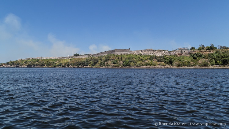 View of La Cabaña from across the channel in Old Havana.