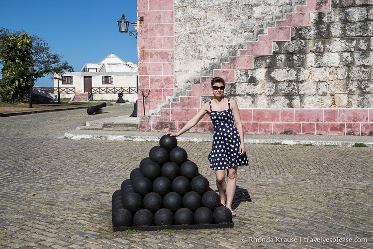 A pile of canon balls inside Fortaleza de San Carlos de la Cabaña.