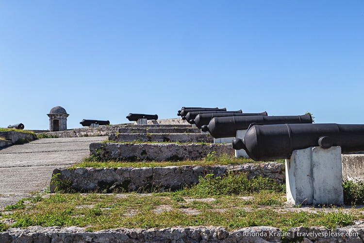 Row of canons along the fortress wall.