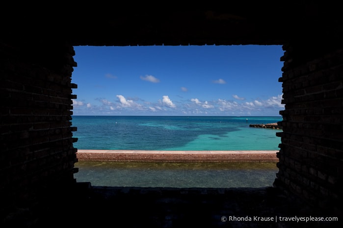 Sea view through a window at Fort Jefferson.