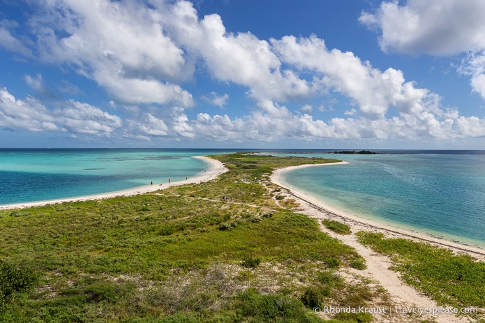 Sand and blue water seen while visiting Dry Tortugas National Park. 