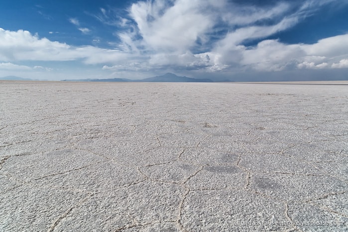 The Uyuni Salt Flats/ Salar de Uyuni in Bolivia.