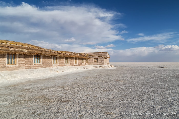 The salt hotel on the Uyuni Salt Flats in Bolivia.