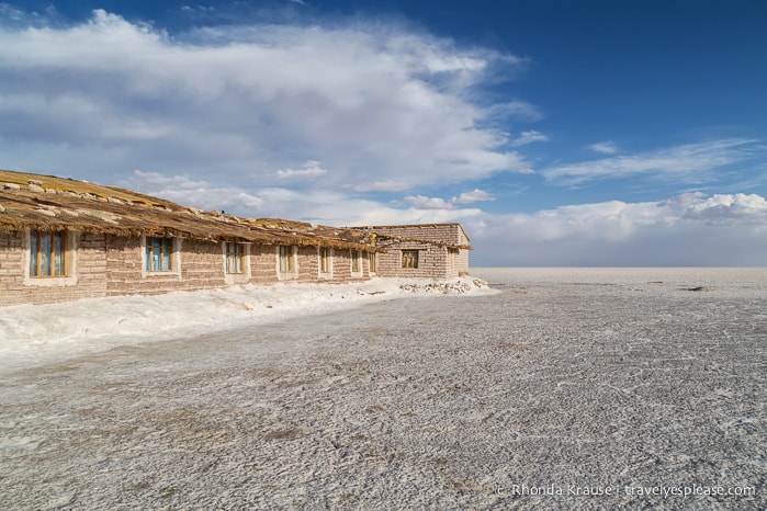 The salt hotel on the Uyuni Salt Flats in Bolivia.