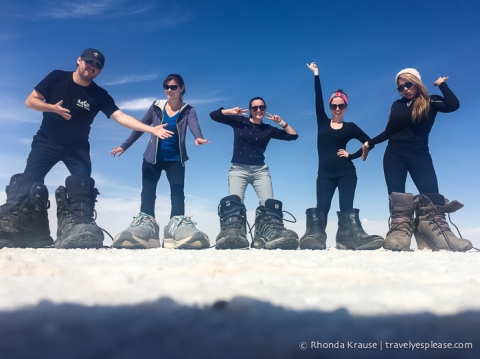 Having fun with forced perspective photos at the Uyuni Salt Flats.