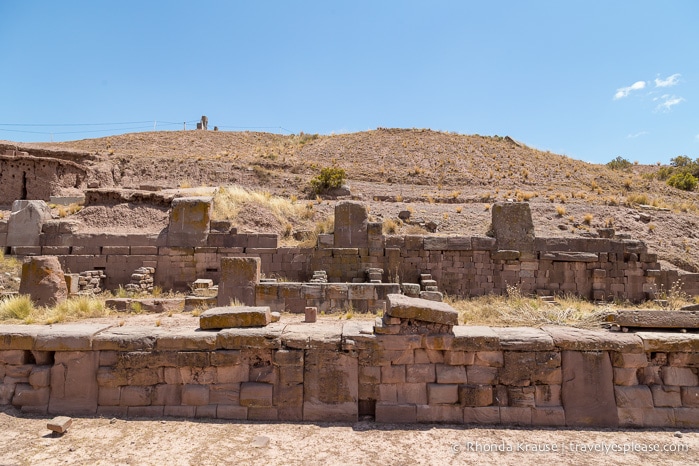 Some old walls at the Tiwanaku ruins.