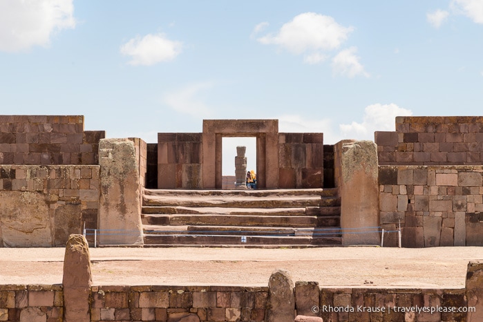 The Tiwanaku Archaeological Site- Kalasasaya with the Ponce Monolith.