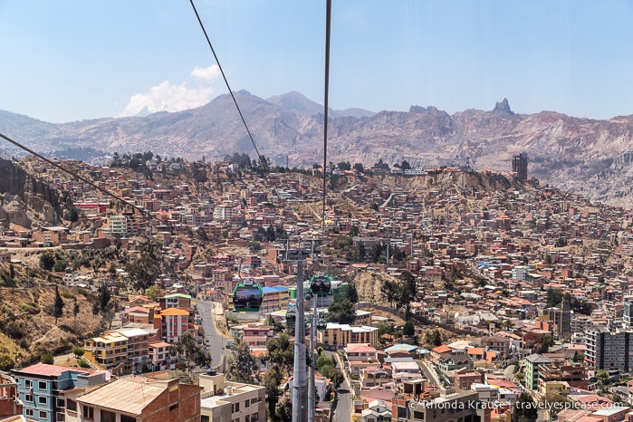 Cable cars over La Paz, Bolivia.