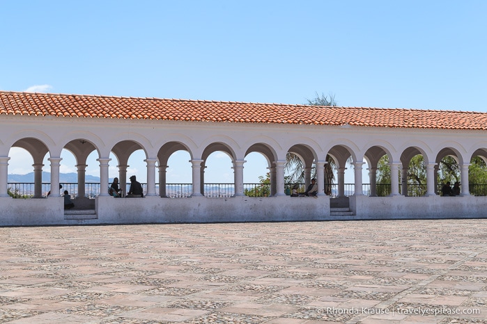 Colonnade at Plaza Anzurez in Sucre.