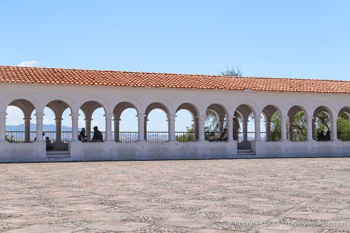 Colonnade at Plaza Anzurez in Sucre.