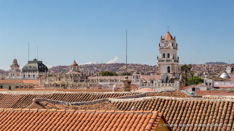 Looking out over the rooftops of Sucre, Bolivia.