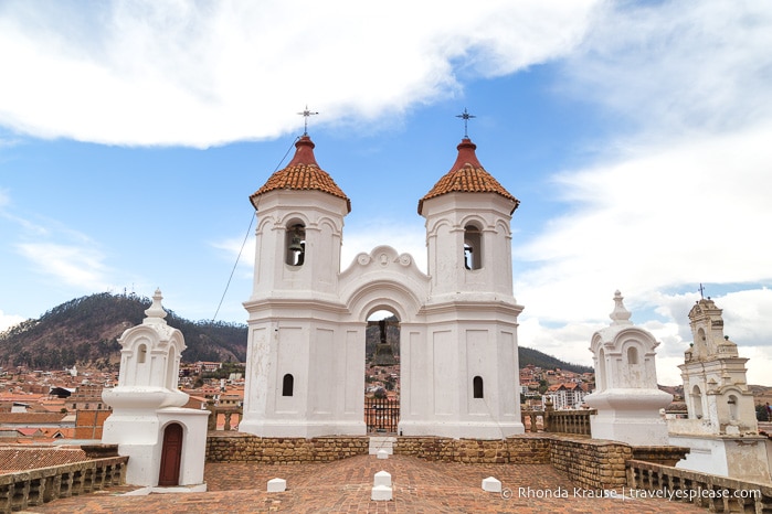 Bell tower on the rooftop of Convento de San Felipe de Neri in Sucre.