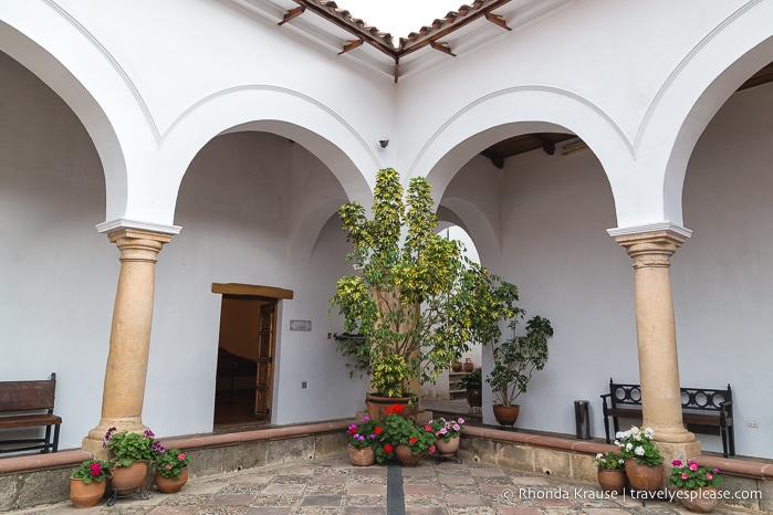 Flowers in the courtyard at Casa de la Libertad in Sucre.