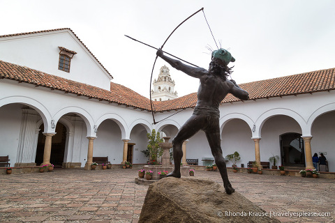 Statue in the courtyard at Casa de la Libertad in Sucre.