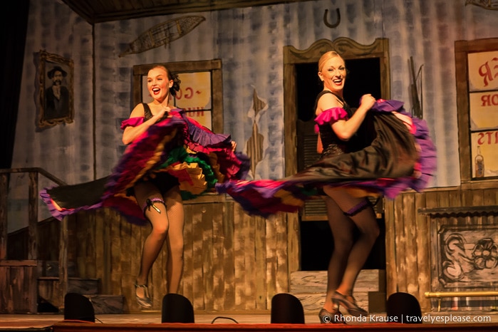 Can-can dancers at Diamond Tooth Gerties Gambling Hall- Dawson City, Yukon travelyesplease.com | How to Spend a Week in the Yukon- Unforgettable Experiences in Canada