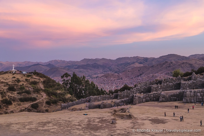 Sunset at the Sacsayhuaman Inca Fortress.