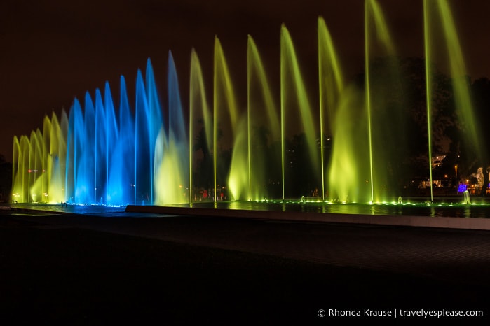 Visiting the Magic Water Circuit in Lima- A Night of Fountains, Colour and Lights