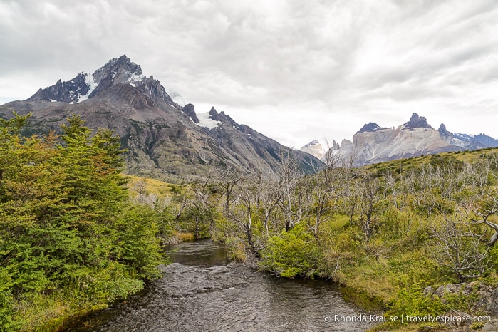 Cerro Paine Grande and Cuernos del Paine (Paine Horns) seen while hiking to the French Valley