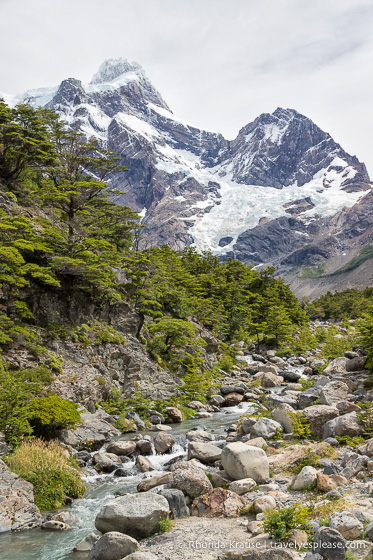 Cerro Paine Grande and Glaciar Frances in Valle del Frances