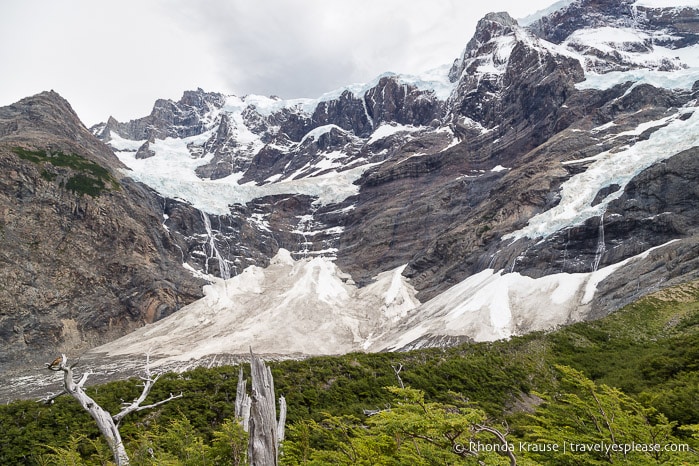 View of the French Glacier from Mirador Frances