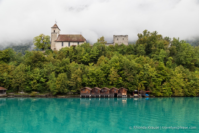 Lake Brienz and Ringgenberg church and castle ruins