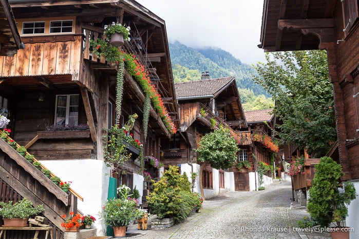 Wooden chalets on Brunngasse- Brienz, Switzerland