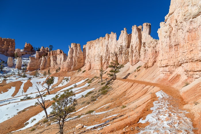 Fairyland Loop Trail passing by a wall of rock