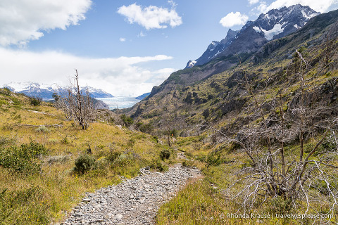 Trail leading from Mirador Lago Grey to Grey Glacier