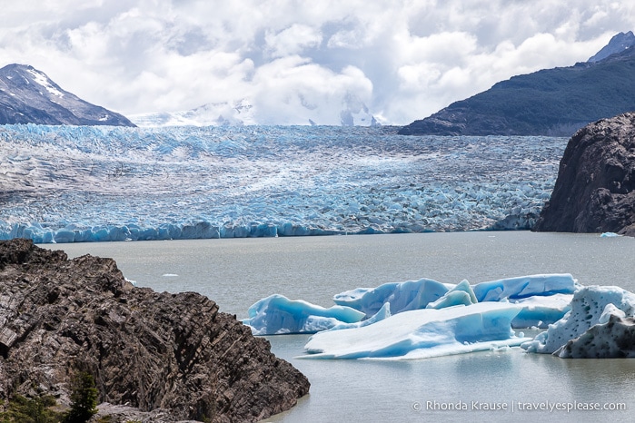 Grey Glacier as seen from a viewpoint at the end of the Grey Glacier hike