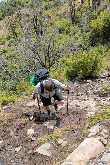 Coming up a steep trail on the Grey Glacier hike