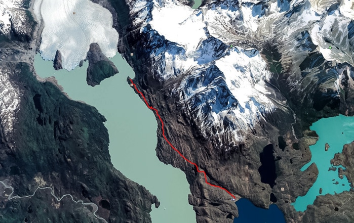 Track log/map of Grey Glacier hike
