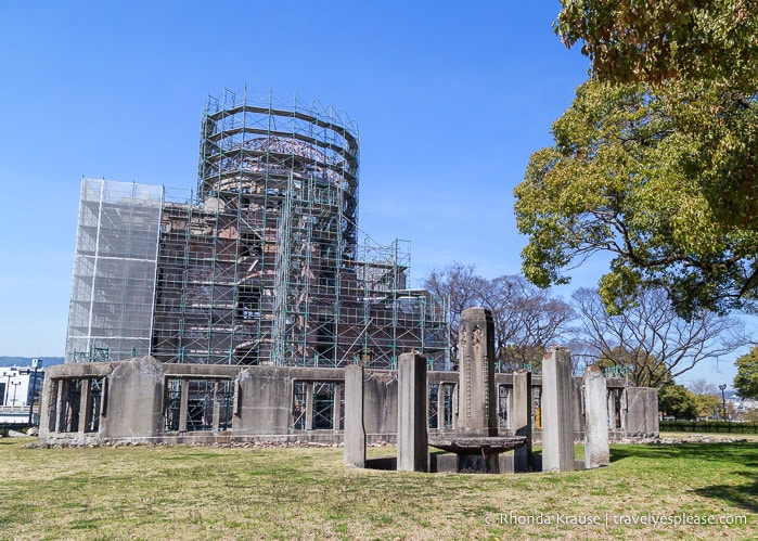 Japan bucket list- Pay respects at the Atomic Bomb Dome (Atomic Bomb Dome covered with scaffolding)