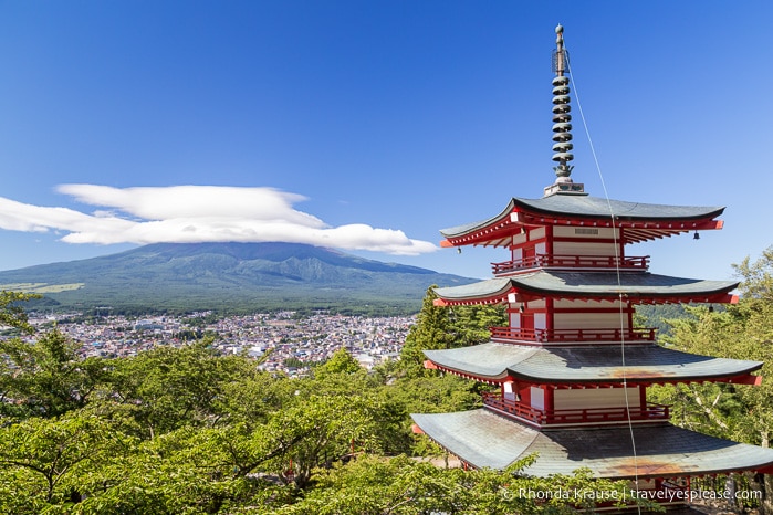Japan bucket list- See Mt. Fuji (Mt Fuji covered by cloud and the pagoda of Arakura Sengen Shrine)