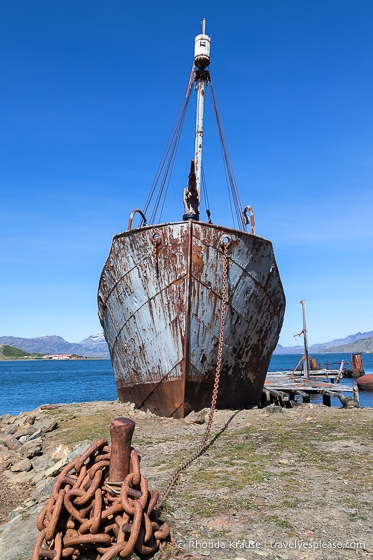 El barco ballenero de petreles en Grytviken