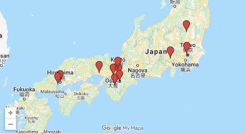 Japan itinerary map