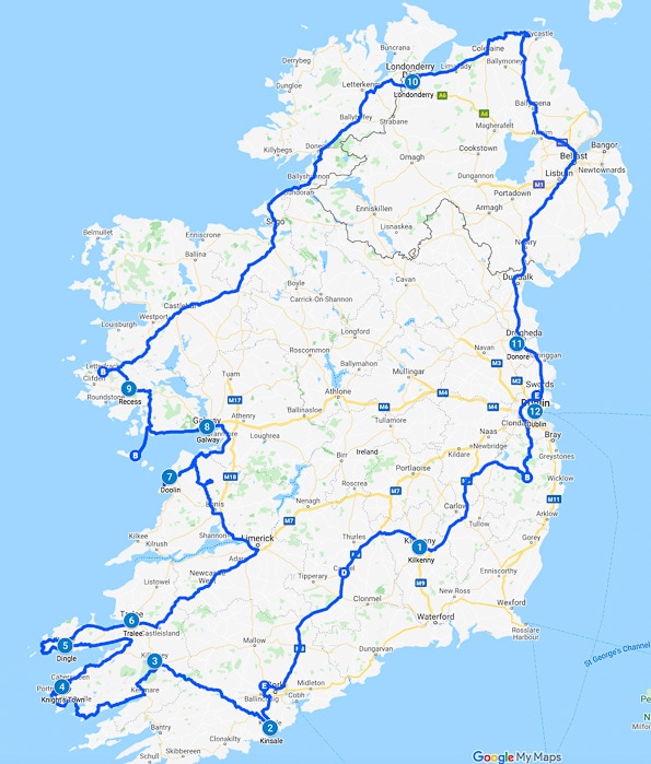 Ireland Road Trip Map