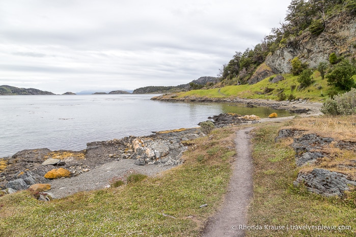 Hiking trail following the coastline.