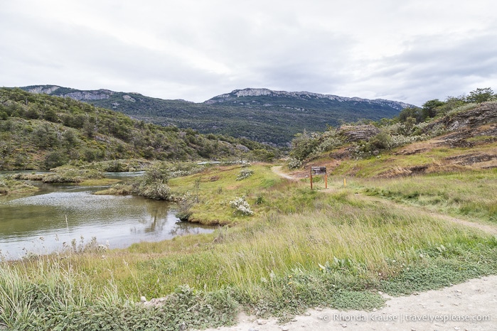 Trail beside Lapataia River.