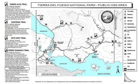 Tierra del Fuego National Park map.