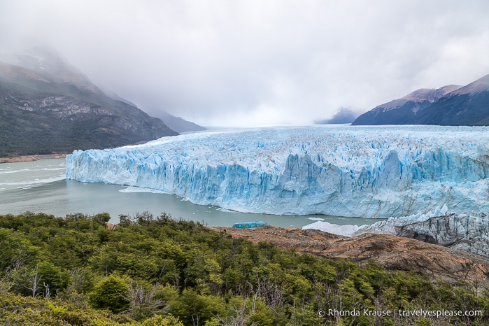 Wide view of Perito Moreno Glacier and Brazo Rico (the Rico Arm) of Lago Argentina.